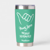 Individuelle Name, Standort und Farbe Shaka Thermobecher (Rückseite)