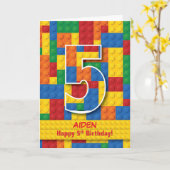 Individuelle Name Stapelblöcke 5. Geburtstag Karte (Gelbe Blume)