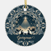 Individuelle Name Star of Wonder Nativity Dot Mand Keramik Ornament (Vorne)