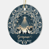 Individuelle Name Star of Wonder Nativity Dot Mand Keramik Ornament (Links)
