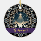Individuelle Name Star of Wonder Nativity Dot Mand Keramik Ornament (Hinten)