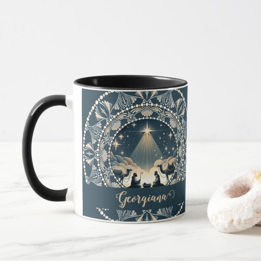 Individuelle Name Star of Wonder Nativity Dot Mand Tasse (Mit Donut)