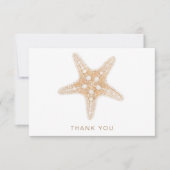 Individuelle Name Starfish White & Gold Dankeskarte (Vorderseite)