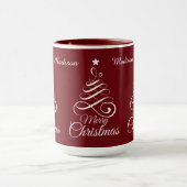 Individuelle Name Stilisierte Weihnachtsbaum-Tasse Tasse (Zentrum)