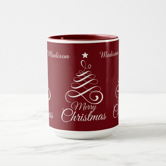 Individuelle Name Stilisierte Weihnachtsbaum-Tasse Tasse (Zentrum)