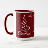Individuelle Name Stilisierte Weihnachtsbaum-Tasse Tasse (Links)