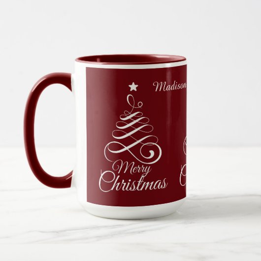 Individuelle Name Stilisierte Weihnachtsbaum-Tasse Tasse (Links)