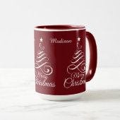 Individuelle Name Stilisierte Weihnachtsbaum-Tasse Tasse (VorderseiteRechts)