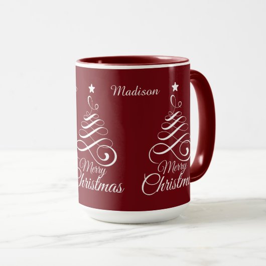 Individuelle Name Stilisierte Weihnachtsbaum-Tasse Tasse (VorderseiteRechts)