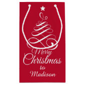 Individuelle Name Stilisierte Weihnachtsbaumgesche Kleine Geschenktüte (Rückseite)