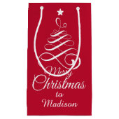 Individuelle Name Stilisierte Weihnachtsbaumgesche Kleine Geschenktüte (Vorderseite)