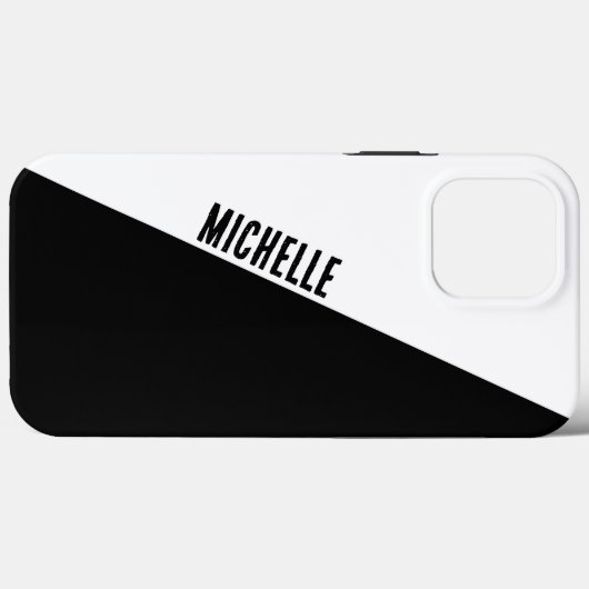 Individuelle Name-Stilvoll Schwarz & Weiß gespalte Case-Mate iPhone Hülle (Rückseite (Horizontal))