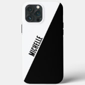 Individuelle Name-Stilvoll Schwarz & Weiß gespalte Case-Mate iPhone Hülle (Rückseite)