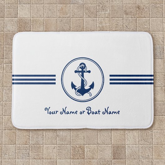 Individuelle Name Stilvolle Anker- und Seifenmatte Badematte