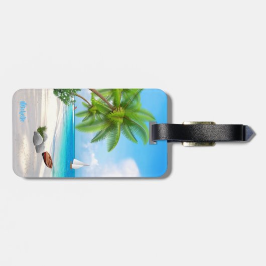 Individuelle Name / Strand mit tropischem Sand auf Gepäckanhänger (Rückseite horizontal)
