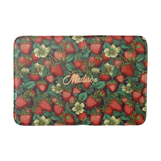 Individuelle Name Strawberry Pattern Badematte (Vorderseite)