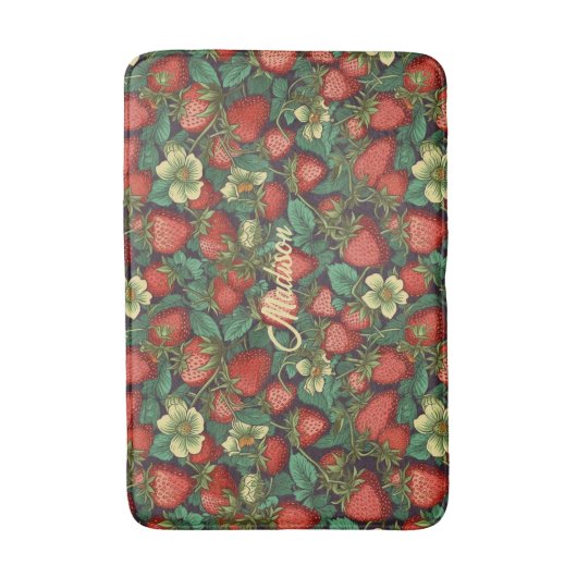 Individuelle Name Strawberry Pattern Badematte (Vorderseite Vertikal)