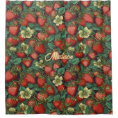 Individuelle Name Strawberry Pattern Duschvorhang (Vorderseite)