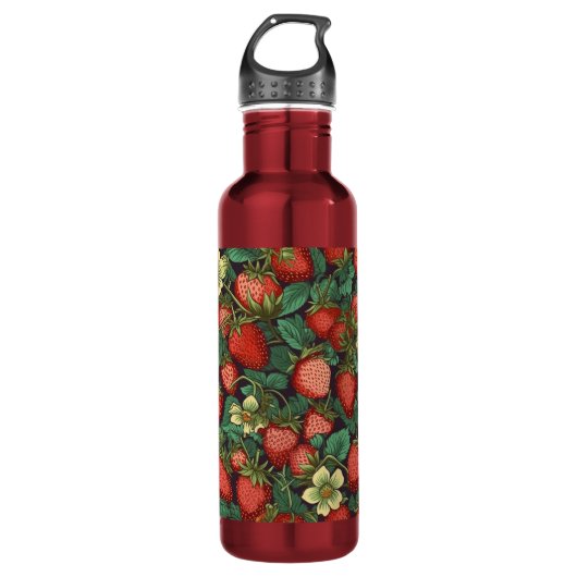 Individuelle Name Strawberry Pattern Edelstahlflasche (Vorderseite)