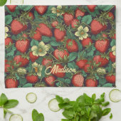 Individuelle Name Strawberry Pattern Geschirrtuch (Gefaltet)