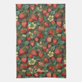 Individuelle Name Strawberry Pattern Geschirrtuch (Vertikal)
