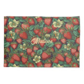 Individuelle Name Strawberry Pattern Kissenbezug (Rückseite)