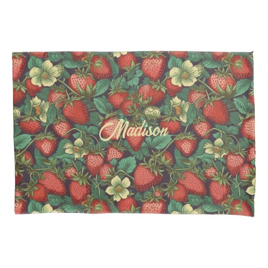 Individuelle Name Strawberry Pattern Kissenbezug (Vorderseite)