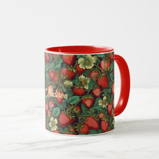 Individuelle Name Strawberry Pattern Tasse (VorderseiteRechts)