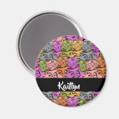 Individuelle Name Stripe Kätzchen Magnet (Vorderseite/Rückseite)
