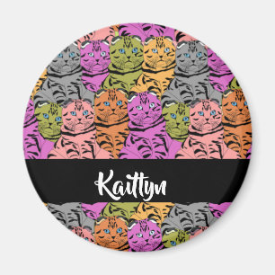 Individuelle Name Stripe Kätzchen Magnet