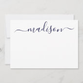 Individuelle Name Stylish Blue Typografy Calligrap Mitteilungskarte (Vorderseite)