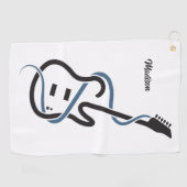 Individuelle Name Stylisierte Gitarre Golfhandtuch (Horizontal)