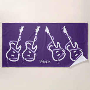 Individuelle Name Stylisierte Gitarre Strandtuch