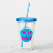 Individuelle Name Summer Beach Urlaub Blau Lila Acryltrinkbecher (Rückseite)