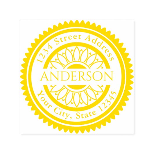 Individuelle Name Sunflower Runde Rücksendeadresse Permastempel (Design)