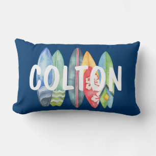Individuelle Name Surboard Blue Lumbar Pillow Lendenkissen