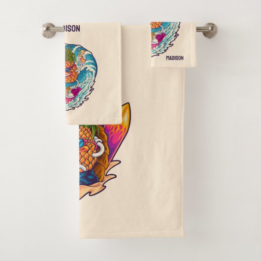 Individuelle Name Surfen Ananas Badhandtuch Set (Insitu)