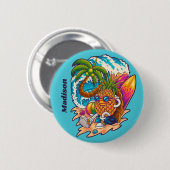 Individuelle Name Surfen Ananas Button (Vorne & Hinten)