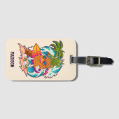 Individuelle Name Surfen Ananas Gepäckanhänger (Vorderseite (Horizontal))