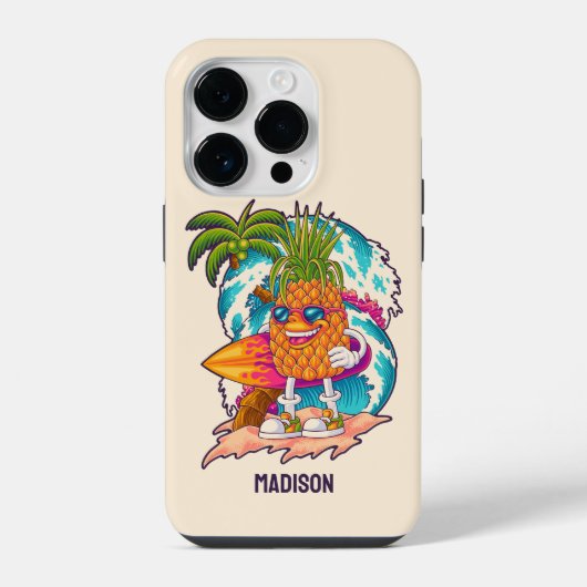 Individuelle Name Surfen Ananas iPhone Hülle (Rückseite)