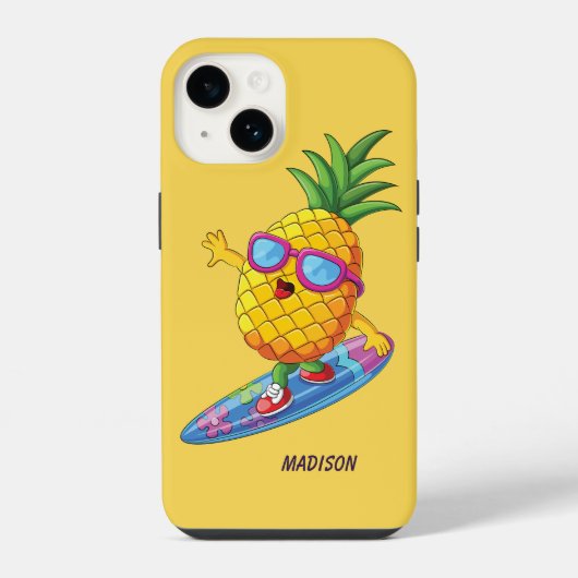 Individuelle Name Surfen Ananas iPhone Hülle (Rückseite)