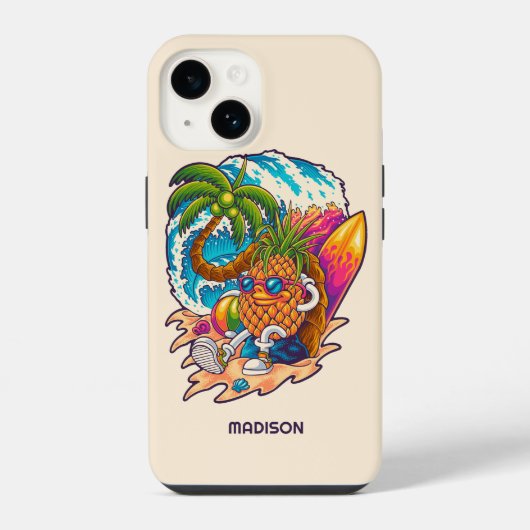Individuelle Name Surfen Ananas iPhone Hülle (Rückseite)