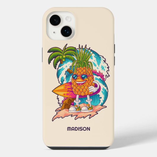 Individuelle Name Surfen Ananas iPhone Hülle (Rückseite)