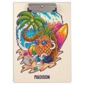Individuelle Name Surfen Ananas Klemmbrett (Vorderseite)