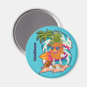 Individuelle Name Surfen Ananas Magnet (Vorderseite/Rückseite)