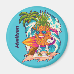 Individuelle Name Surfen Ananas Magnet