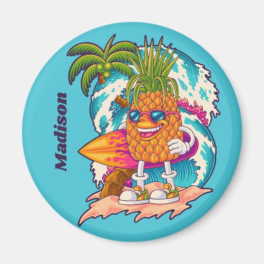 Individuelle Name Surfen Ananas Magnet (Vorne)