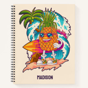 Individuelle Name Surfen Ananas Notizblock