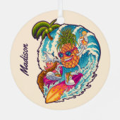Individuelle Name Surfen Ananas Ornament Aus Metall (Rückseite)
