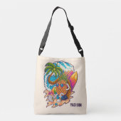 Individuelle Name Surfen Ananas Tragetaschen Mit Langen Trägern (Rückseite)